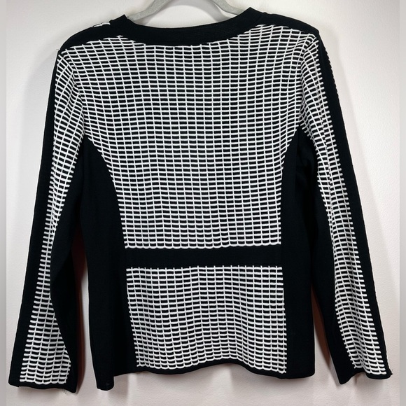 NWOT MING WANG Women’s Black and White Knit Cardigan Size Medium - Picture 4 of 6